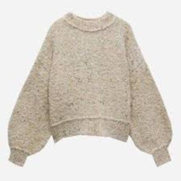 ZARA Oatmeal Knit Sweater Cream Light Grey - M - Picture 1 of 12